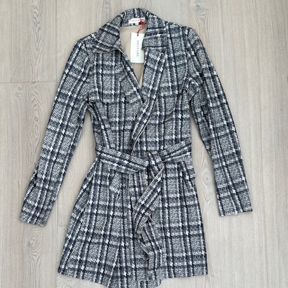 Solitaire Monochrome Checkered Coat